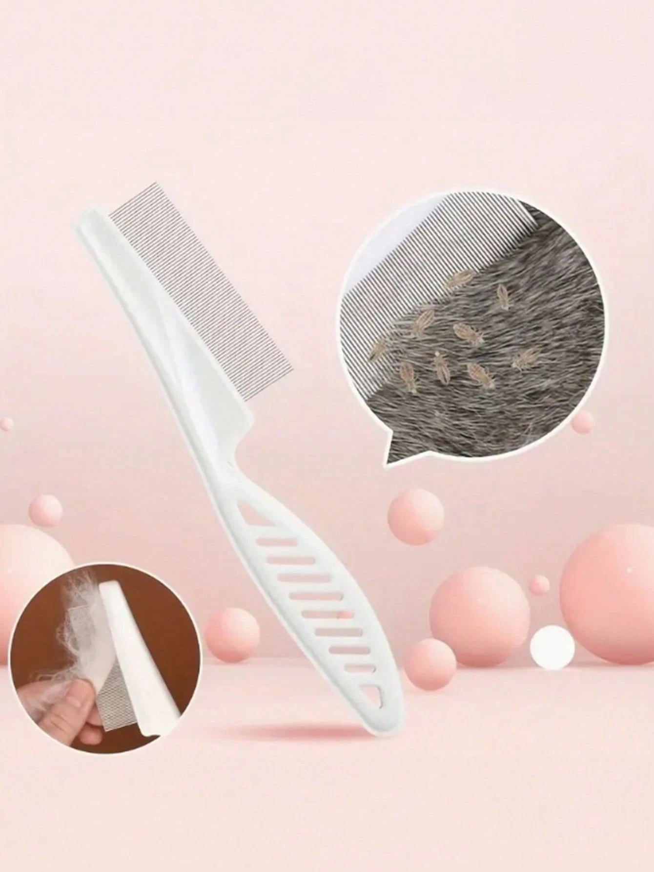 1PC 2-in-1 Pet Hair & Tear Stain Remover Brush, Stainless Steel Dog & Cat Flea Comb, Grooming Tool for Removing Matted Fur, Loose Hair, Tear Stains & Fleas, Gentle Pet Coat Care Accessory