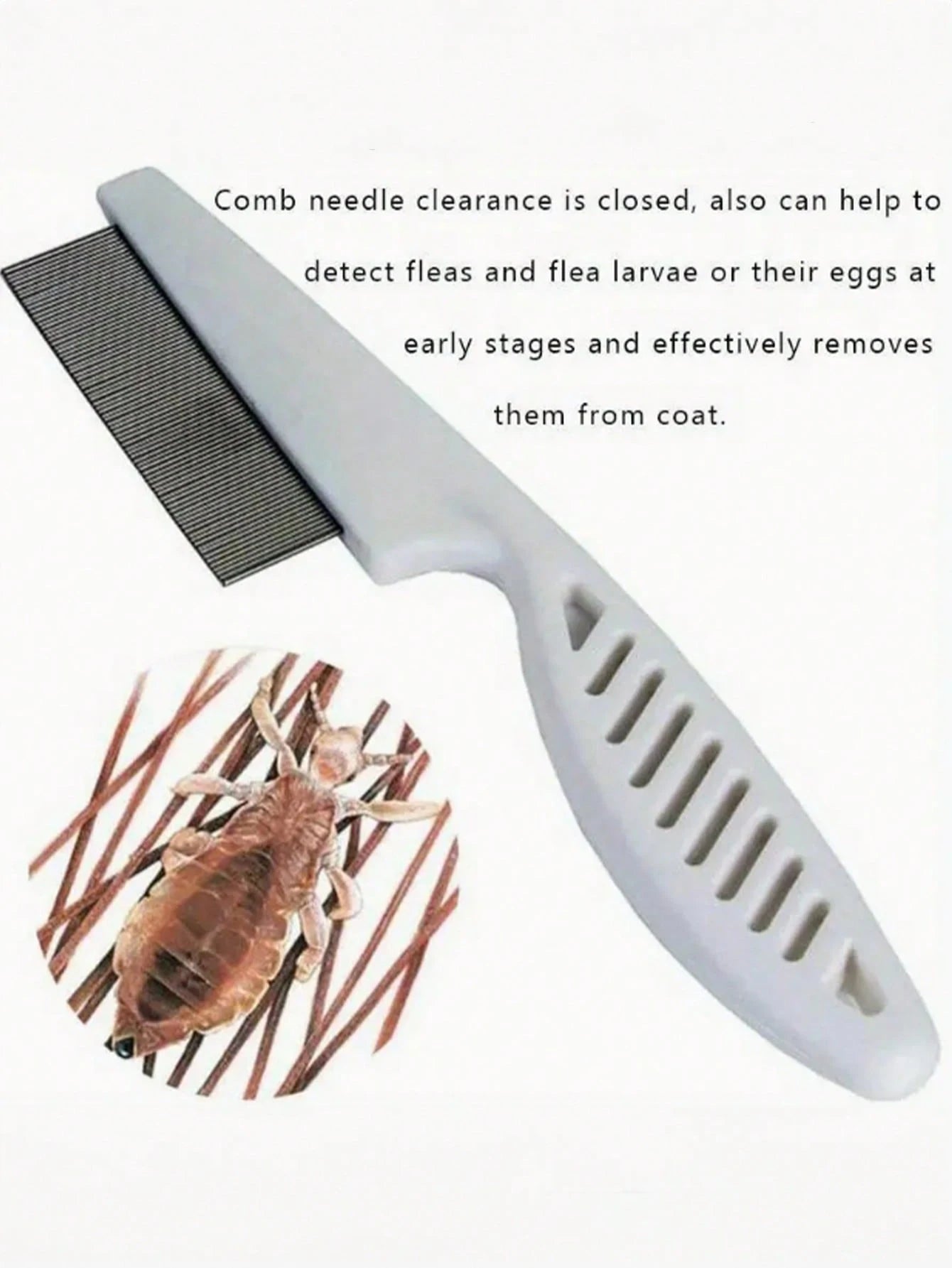 1PC 2-in-1 Pet Hair & Tear Stain Remover Brush, Stainless Steel Dog & Cat Flea Comb, Grooming Tool for Removing Matted Fur, Loose Hair, Tear Stains & Fleas, Gentle Pet Coat Care Accessory