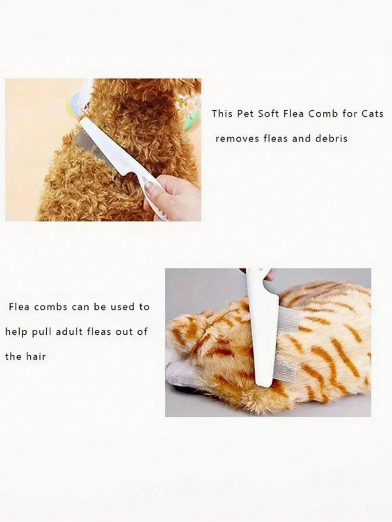 1PC 2-in-1 Pet Hair & Tear Stain Remover Brush, Stainless Steel Dog & Cat Flea Comb, Grooming Tool for Removing Matted Fur, Loose Hair, Tear Stains & Fleas, Gentle Pet Coat Care Accessory