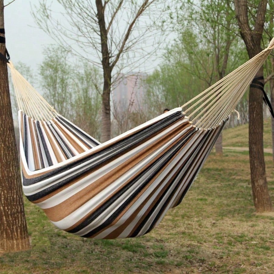 1PC Double Bohemian Tassel Style Hammock with Tassels, Heavy-Duty Weight-Bearing Design, Soft Comfortable Fabric, Ergonomic Support, Thickened Suspension Ropes & Storage Bag, Portable Garden, Beach, Camping & Glamping Hammock