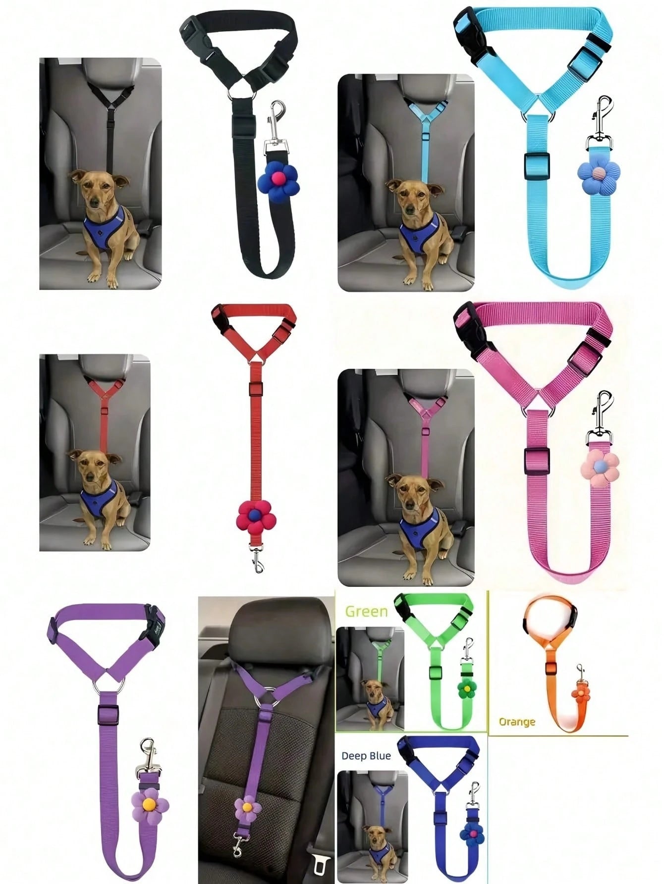 1PC Pet Dog Car Seat Tether, Adjustable Dog Safety Seat Belt with Seat Buckle, Secure Pet Car Restraint for Cars, SUVs & Trucks, Essential Dog Travel Accessory for Safe Pet Transportation