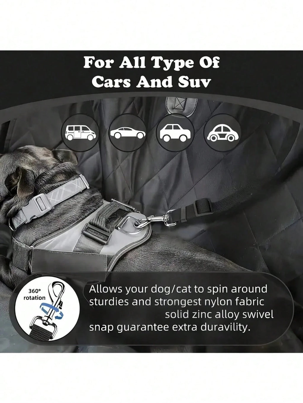 1PC Pet Dog Car Seat Tether, Adjustable Dog Safety Seat Belt with Seat Buckle, Secure Pet Car Restraint for Cars, SUVs & Trucks, Essential Dog Travel Accessory for Safe Pet Transportation