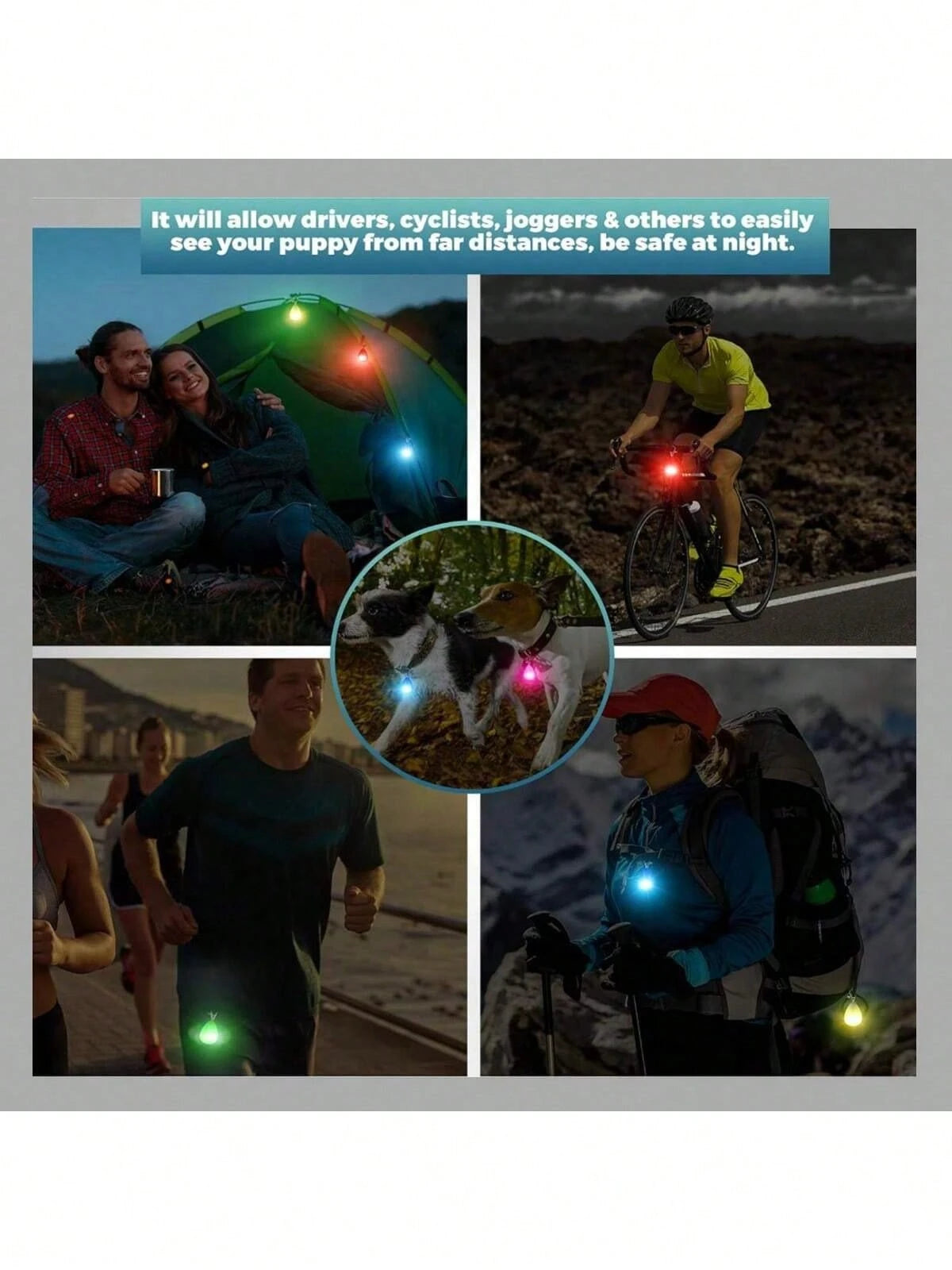 1PC LED Pet Pendant Collar Light, Waterproof Silicone Dog & Cat Collar Safety Light, Battery Included, Bright Clip-On Pet Tag Light for Night Walking, Outdoor Travel & Visibility
