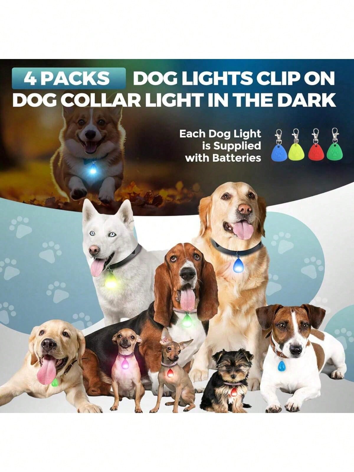 1PC LED Pet Pendant Collar Light, Waterproof Silicone Dog & Cat Collar Safety Light, Battery Included, Bright Clip-On Pet Tag Light for Night Walking, Outdoor Travel & Visibility