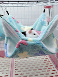 1PC Soft Coral Fleece Pet Hammock Sleeping Bag, Double-Layer Warm Hanging Bed with Starfish & Heart Pattern, Removable & Machine Washable Hammock for Hamsters, Sugar Gliders, Squirrels, Ferrets and Small Climbing Pets, Autumn & Winter Cozy Nest