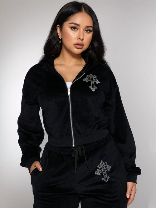 2-Piece Women’s Zip-Up Jacket & Pants Set – Casual Sexy Tracksuit Outfit for Early Autumn