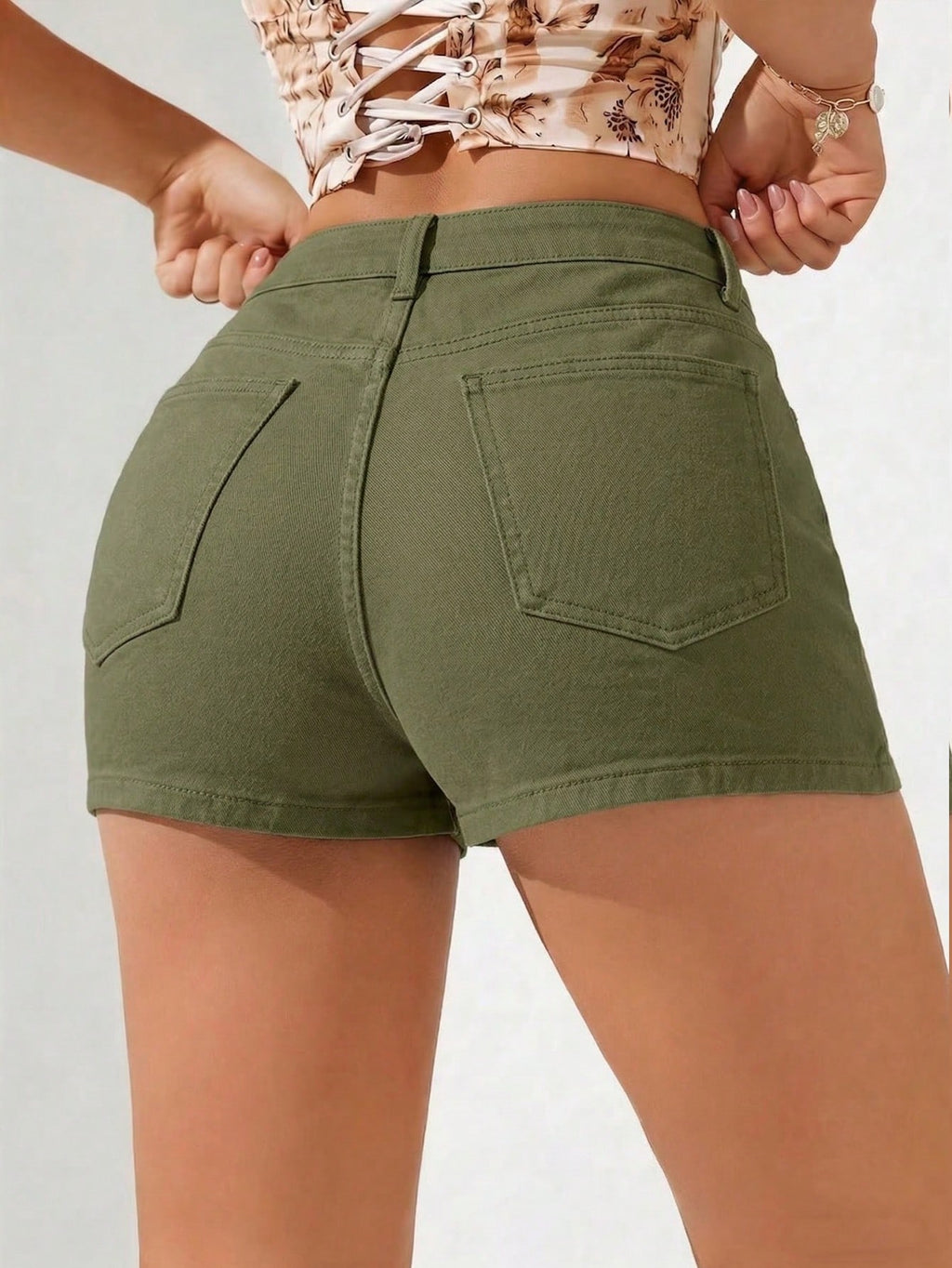 Women’s Denim Skirt Pants with Pockets – Casual Button Front Everyday Skort