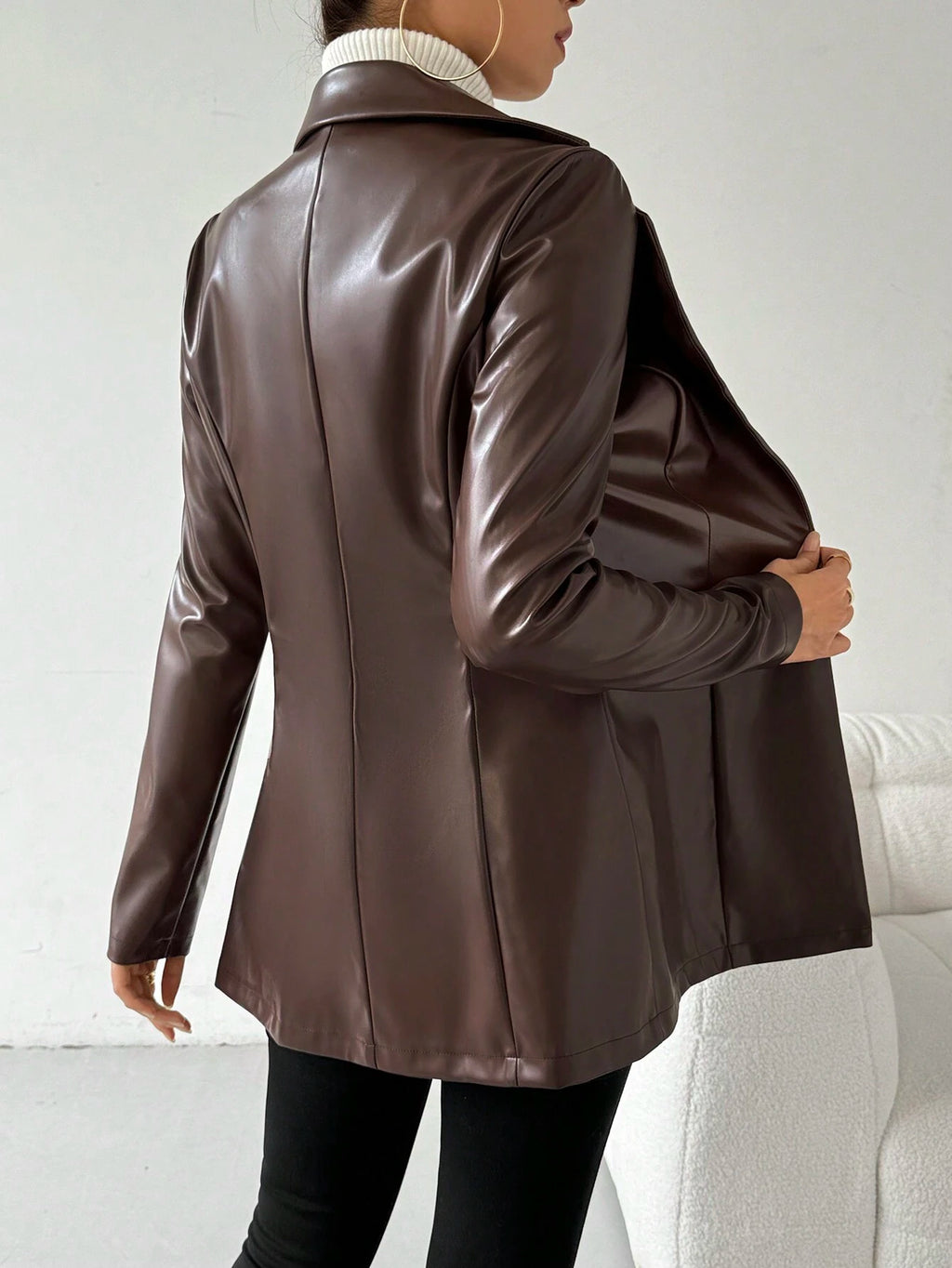 Women’s Vintage Turndown Collar Jacket – Casual Single-Breasted Autumn Coat