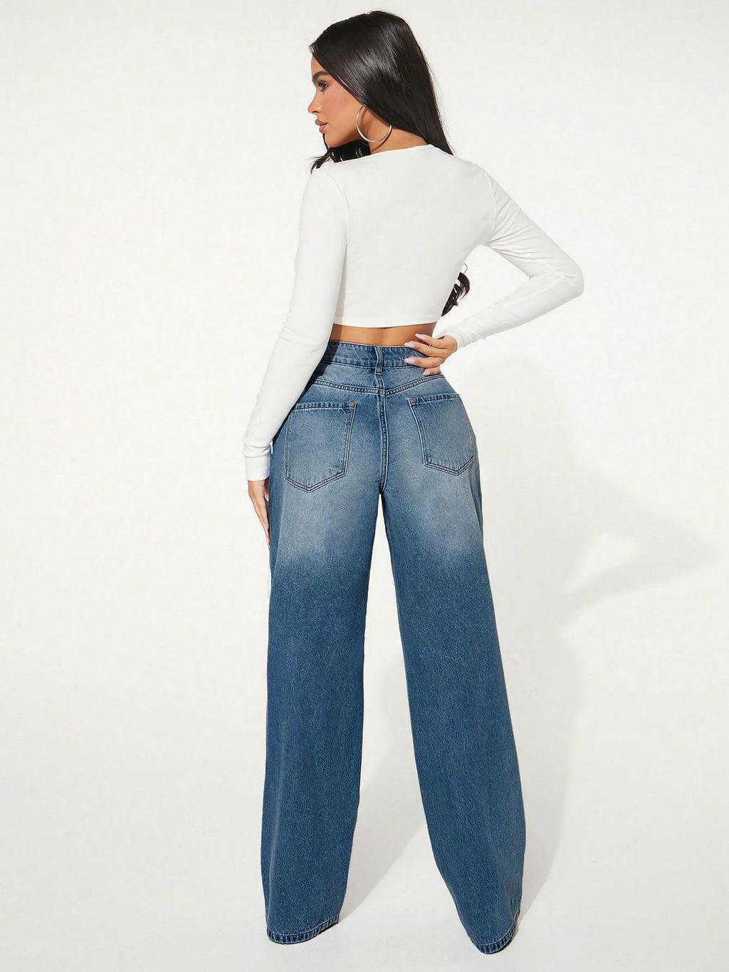 Women’s Washed Distressed Straight Leg Jeans – Casual High Waist Ripped Denim Pants