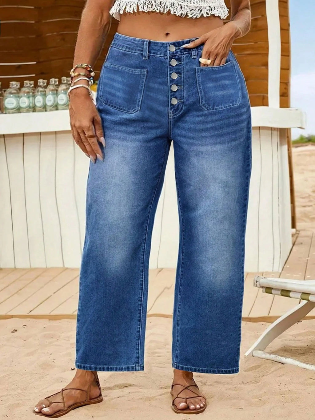 Plus Size Women’s Straight Leg Jeans – Relaxed Fit Stretch Denim Casual Fall Everyday Pants