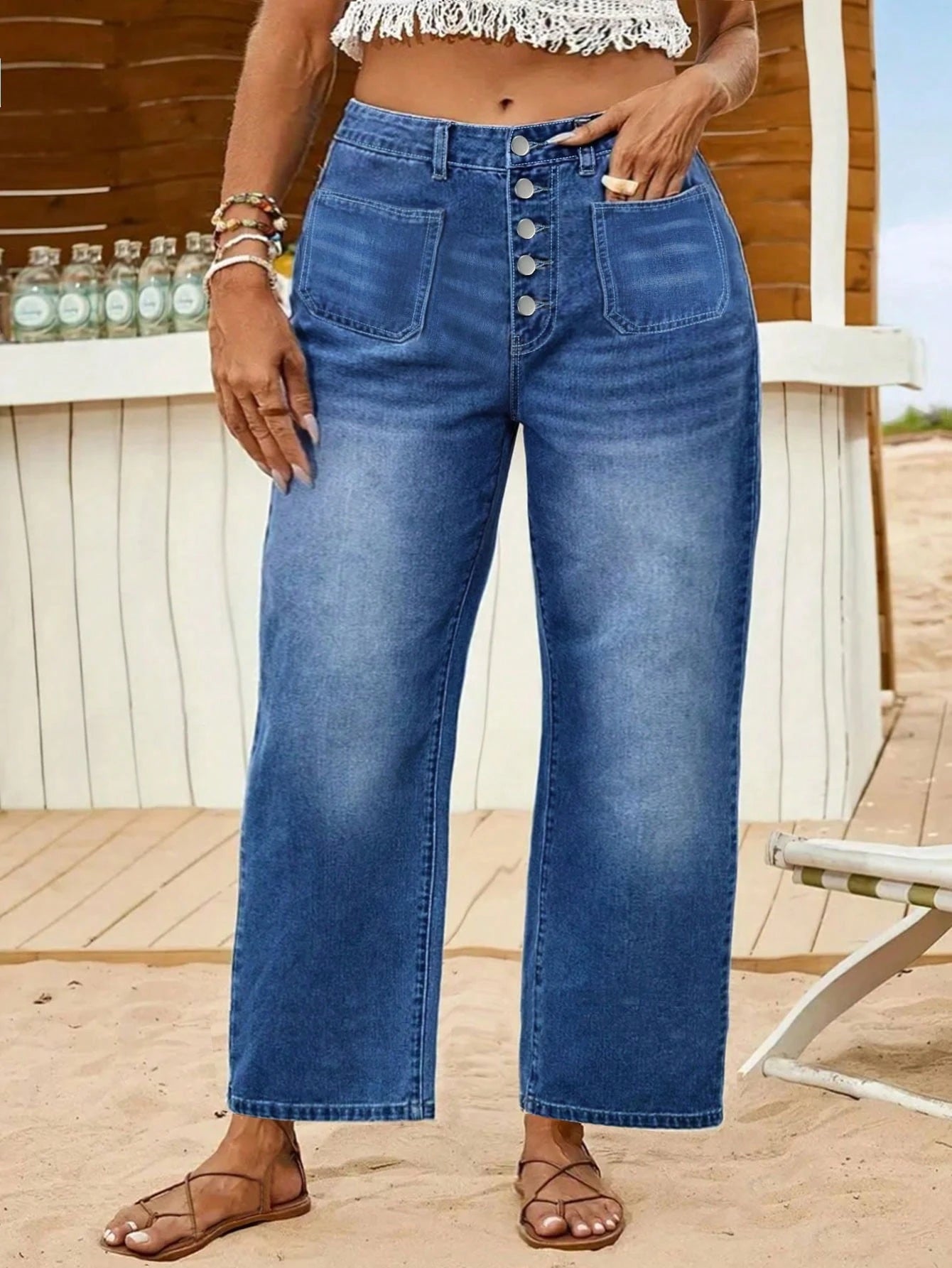 Plus Size Women’s Straight Leg Jeans – Relaxed Fit Stretch Denim Casual Fall Everyday Pants
