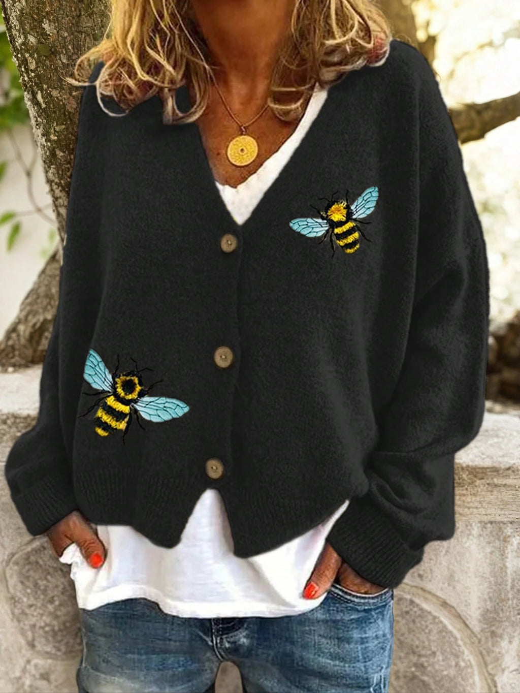 Women’s Animal Print Ribbed Cardigan – V-Neck Long Sleeve Knit Sweater Casual Streetwear Top