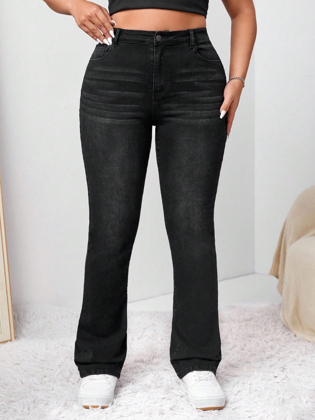 Women’s Plus Size Bootcut Jeans – High Waist Stretch Denim Flare Pants for Fall Fashion