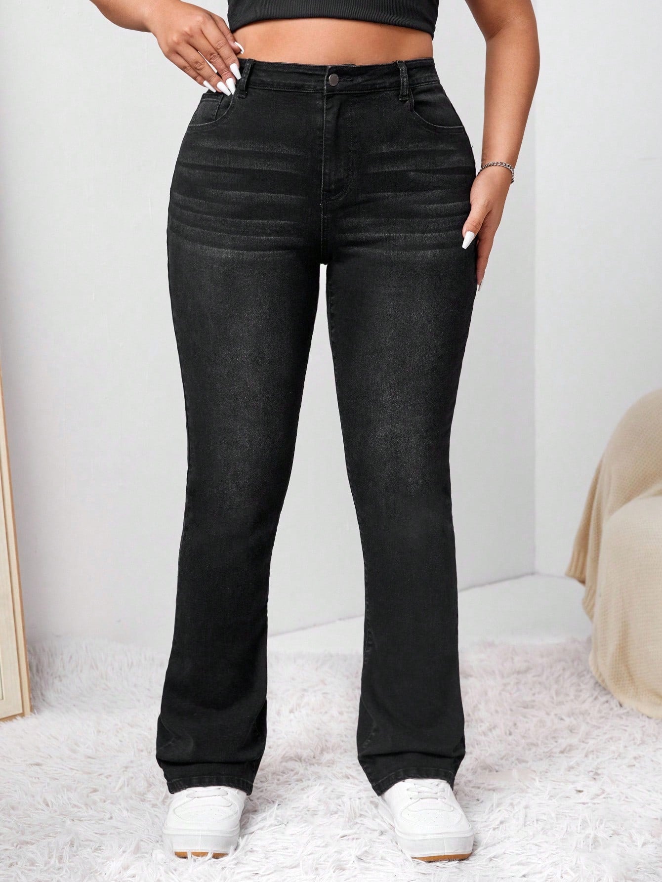 Women’s Plus Size Bootcut Jeans – High Waist Stretch Denim Flare Pants for Fall Fashion