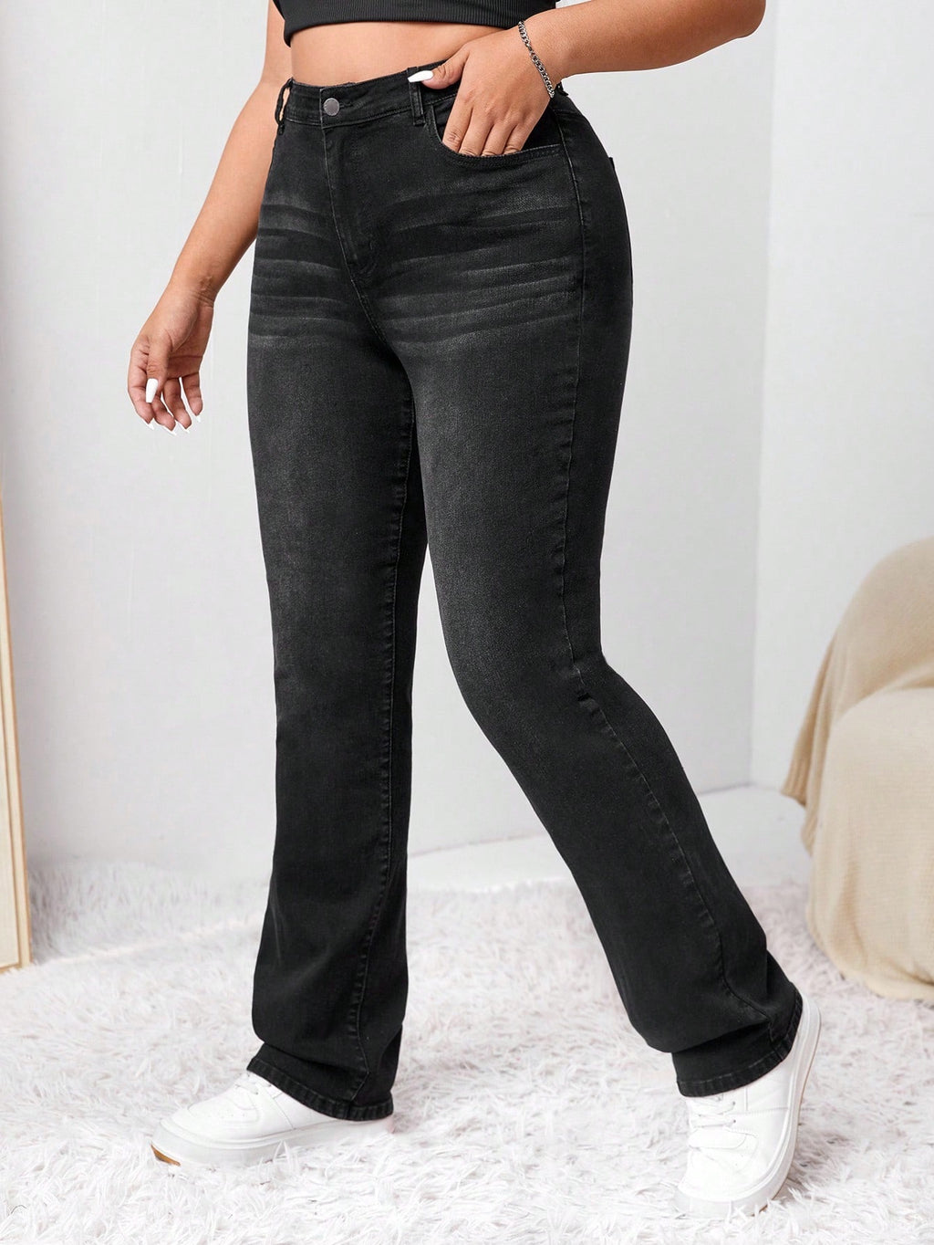 Women’s Plus Size Bootcut Jeans – High Waist Stretch Denim Flare Pants for Fall Fashion
