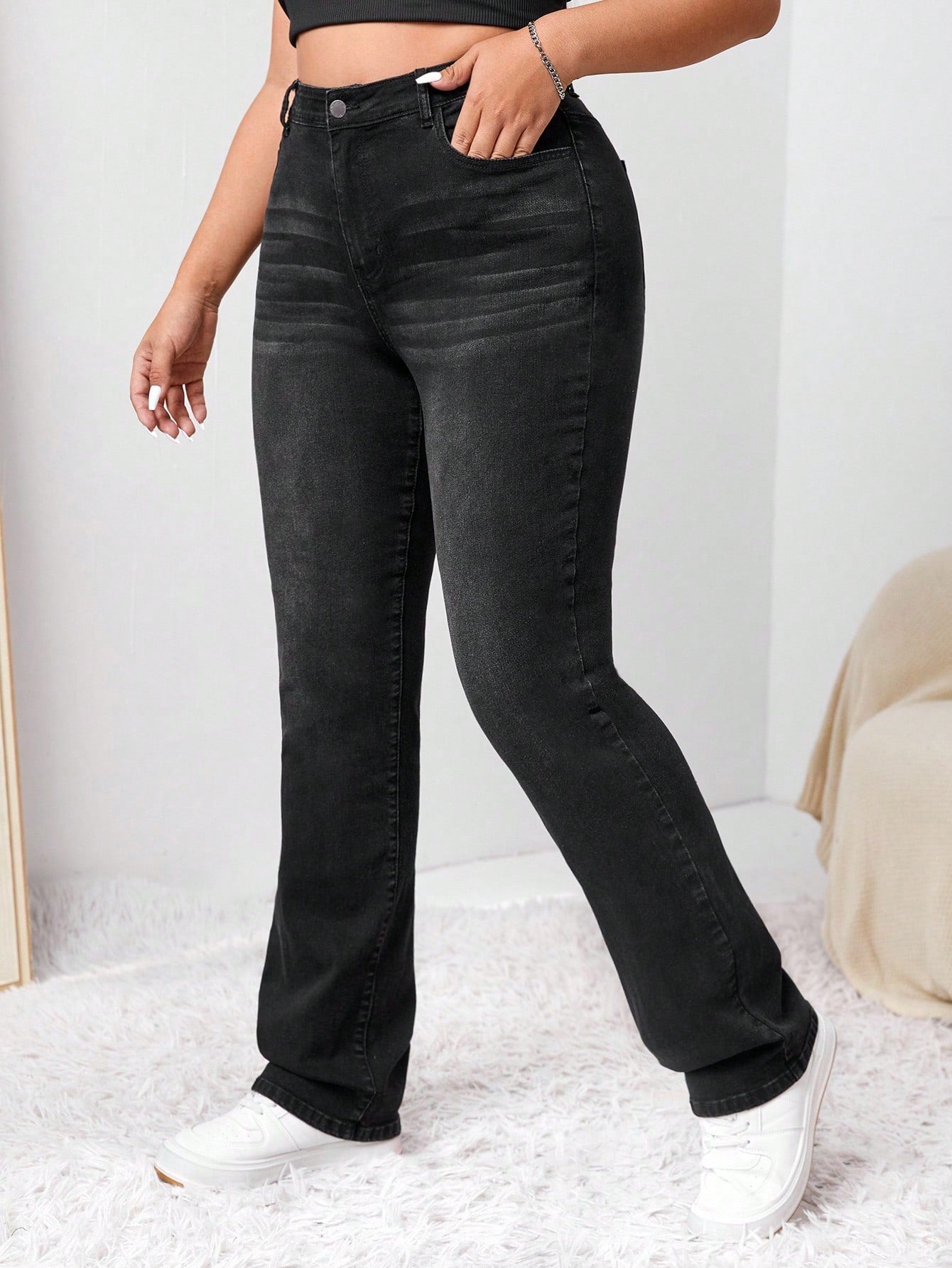 Women’s Plus Size Bootcut Jeans – High Waist Stretch Denim Flare Pants for Fall Fashion