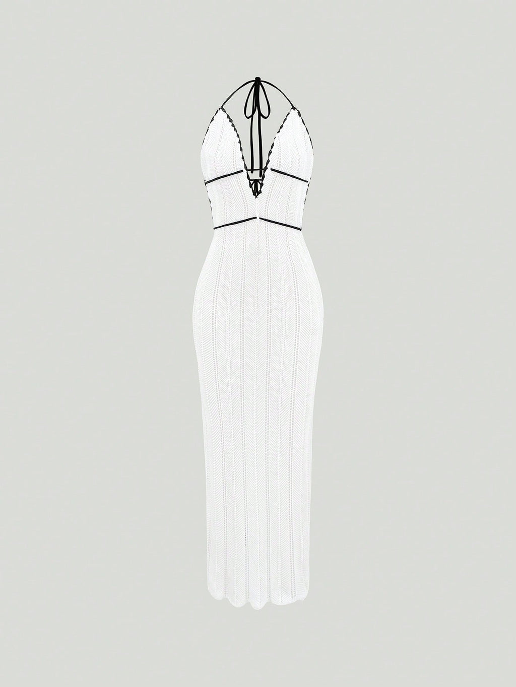 Women’s Boho Backless Knitted Maxi Dress – Halter Neck Sexy Summer Sun Dress for Vacation & Festival