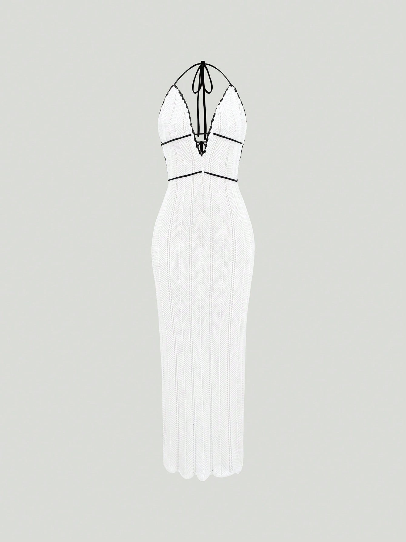 Women’s Boho Backless Knitted Maxi Dress – Halter Neck Sexy Summer Sun Dress for Vacation & Festival