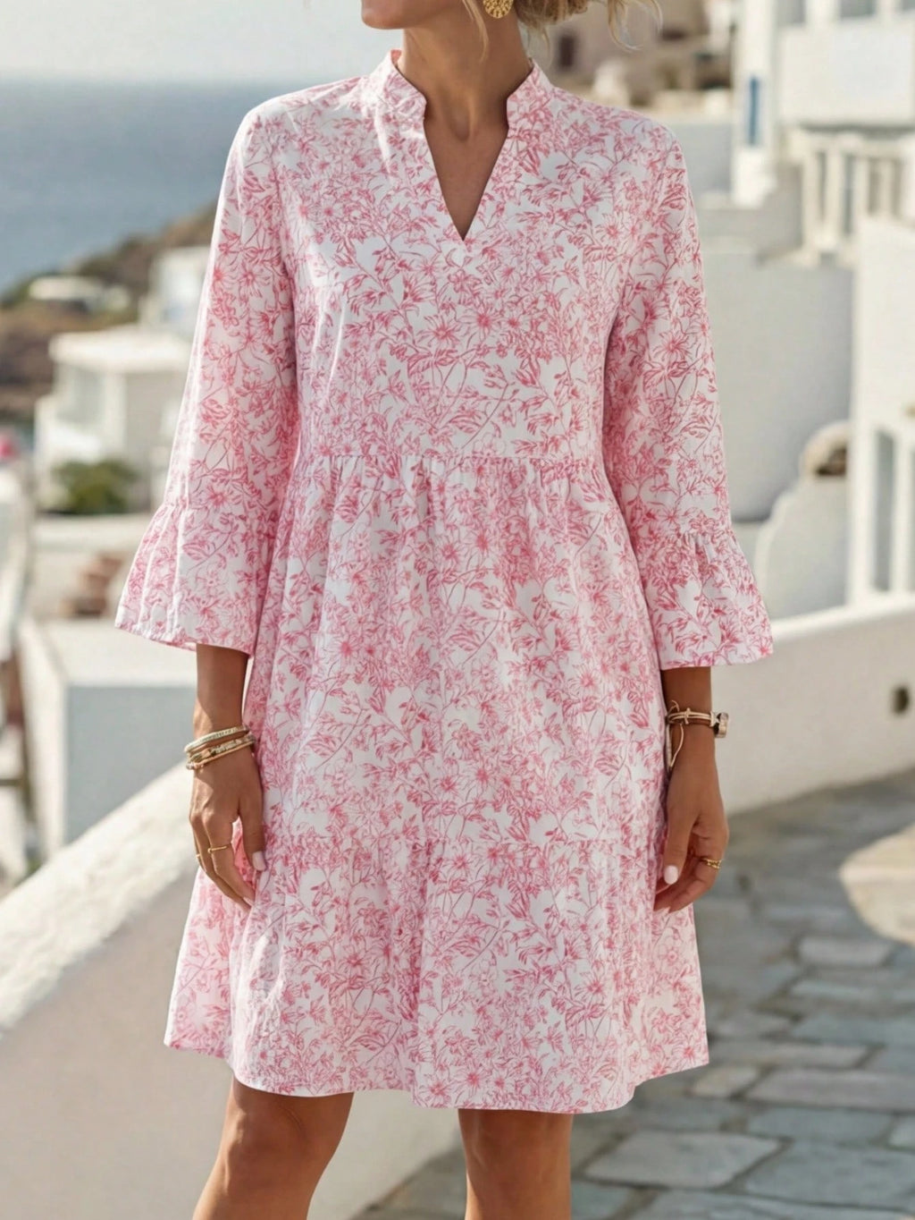 EMERY ROSE Women's Tropical Plant Pattern Flare Sleeve Casual Dress Spring Dress Women Beach Dresses Vacation Dress Casual Dresses For Women