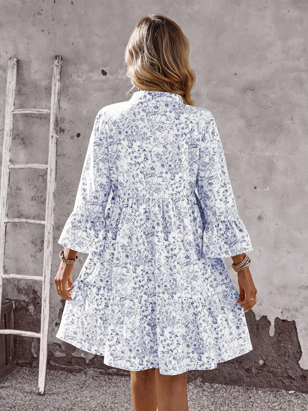 EMERY ROSE Women's Tropical Plant Pattern Flare Sleeve Casual Dress Spring Dress Women Beach Dresses Vacation Dress Casual Dresses For Women