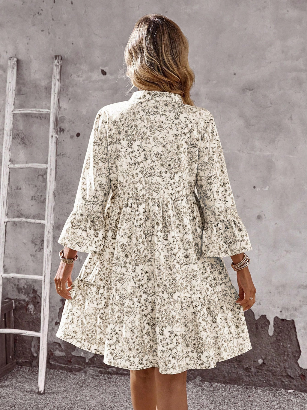 EMERY ROSE Women's Tropical Plant Pattern Flare Sleeve Casual Dress Spring Dress Women Beach Dresses Vacation Dress Casual Dresses For Women