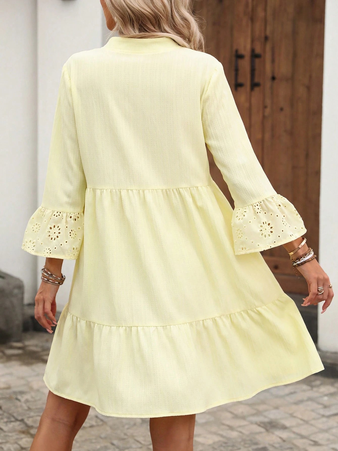 EMERY ROSE Women's Tropical Plant Pattern Flare Sleeve Casual Dress Spring Dress Women Beach Dresses Vacation Dress Casual Dresses For Women