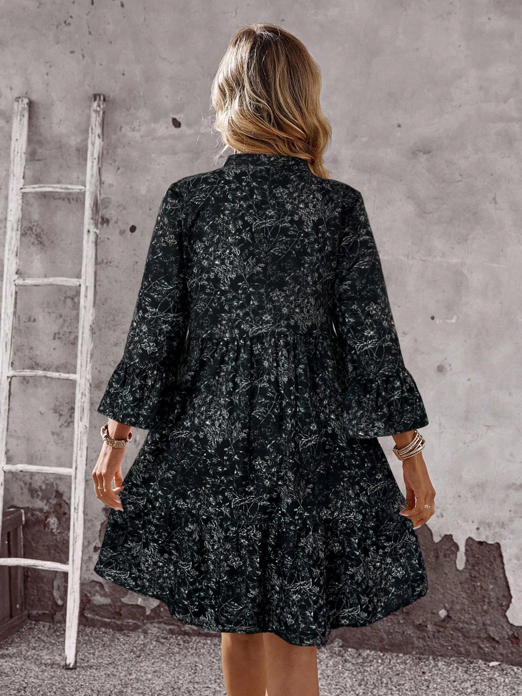 EMERY ROSE Women's Tropical Plant Pattern Flare Sleeve Casual Dress Spring Dress Women Beach Dresses Vacation Dress Casual Dresses For Women