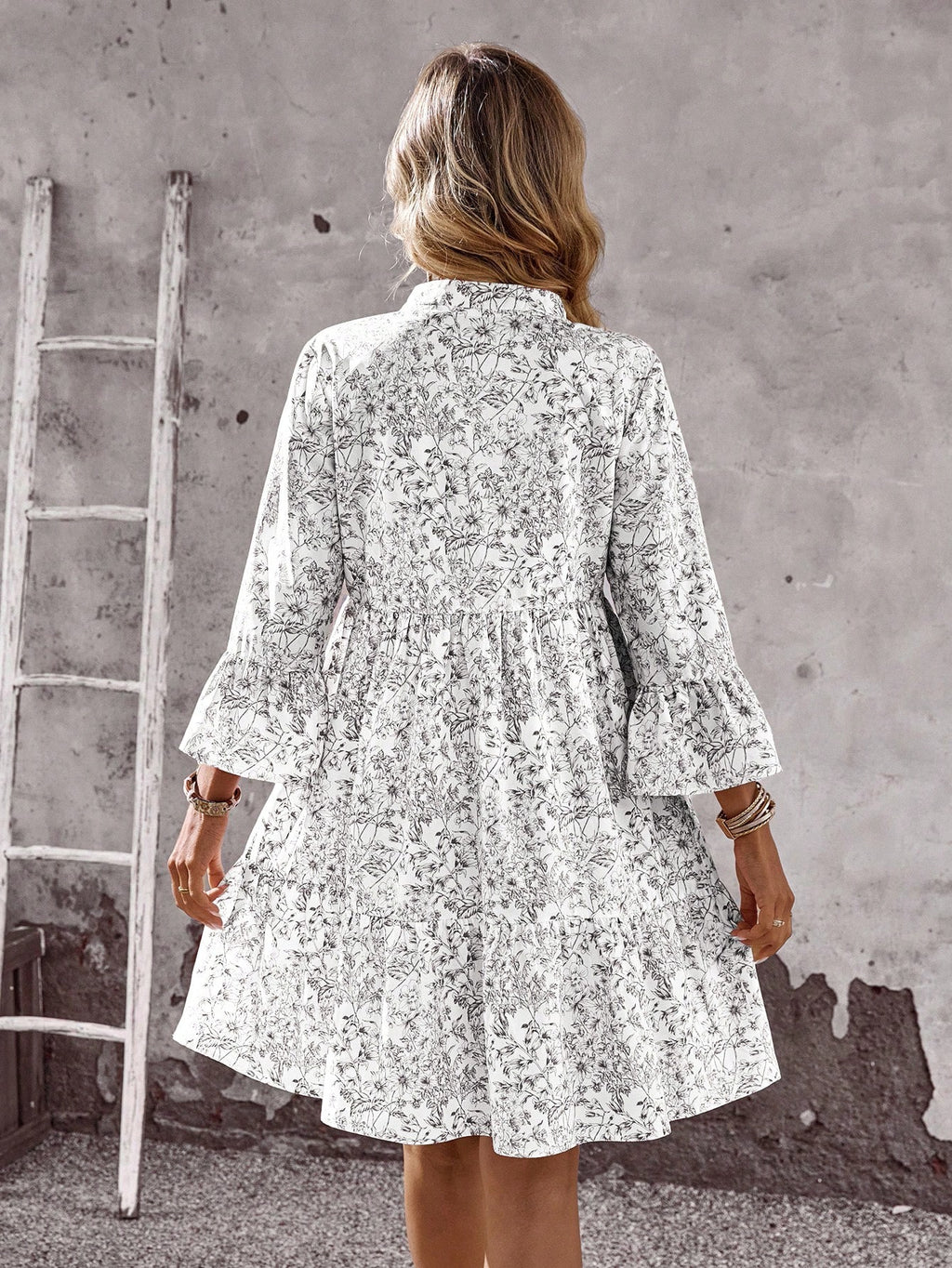 EMERY ROSE Women's Tropical Plant Pattern Flare Sleeve Casual Dress Spring Dress Women Beach Dresses Vacation Dress Casual Dresses For Women
