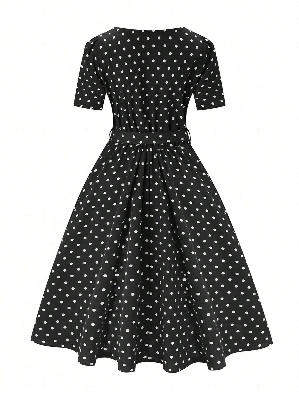 Clasi Polka Dot Printed Belted Casual Dress For Women Maxi Women Outfit