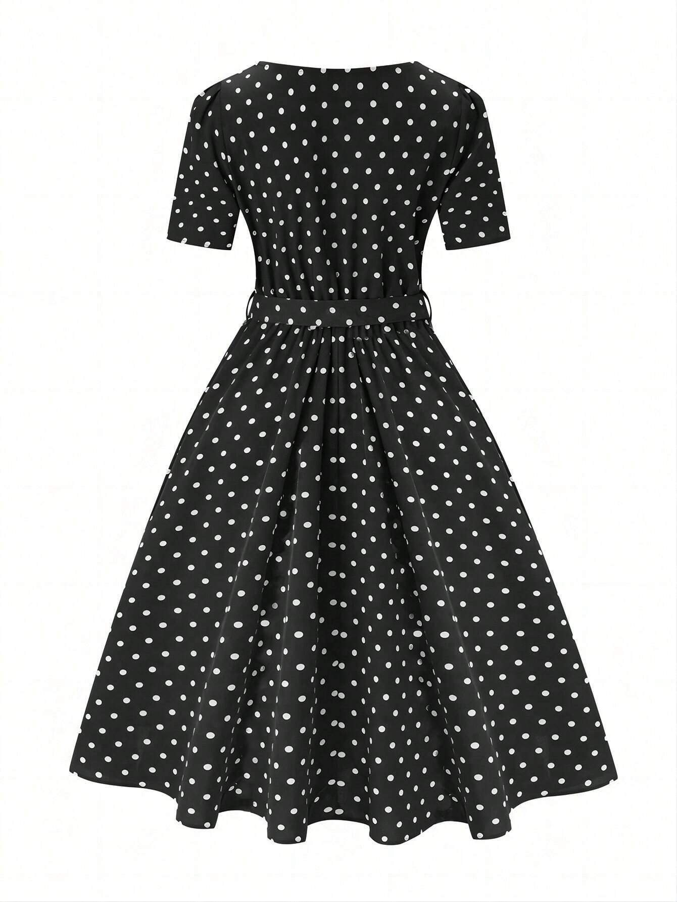 Clasi Polka Dot Printed Belted Casual Dress For Women Maxi Women Outfit