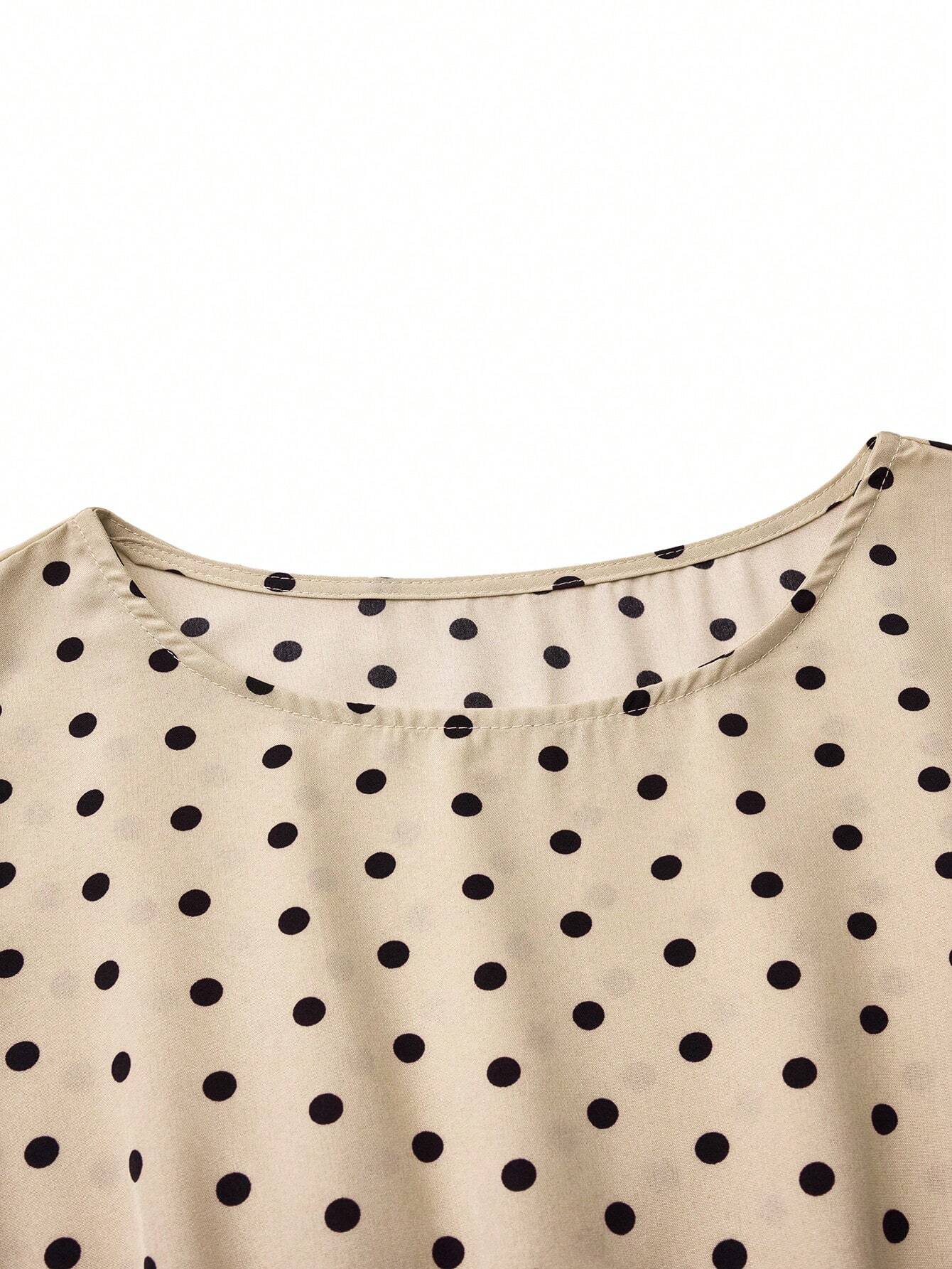 Clasi Polka Dot Printed Belted Casual Dress For Women Maxi Women Outfit