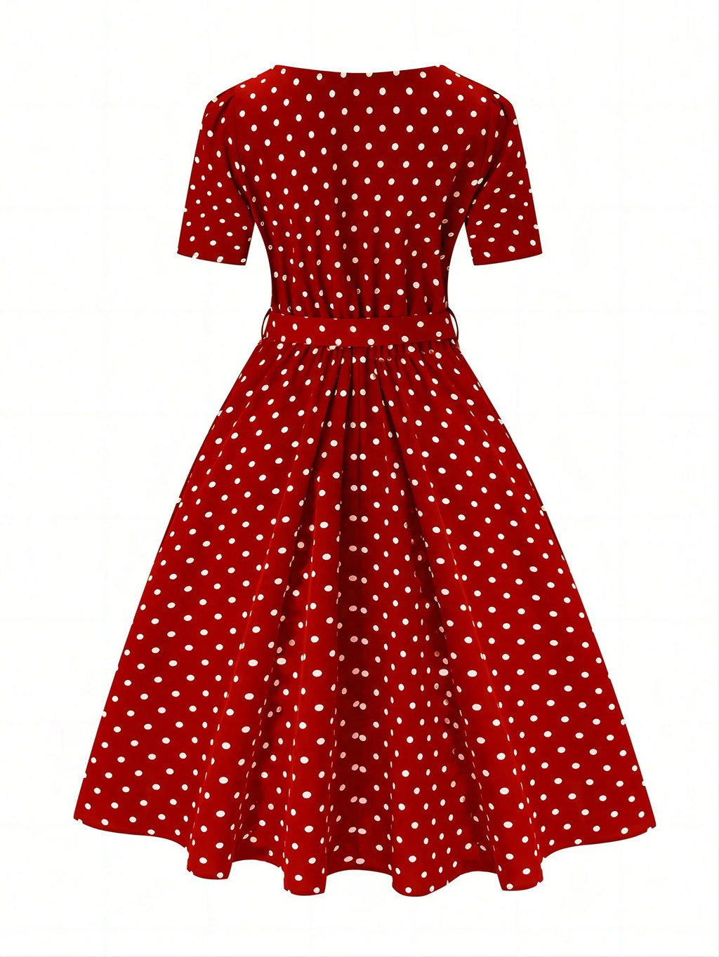 Clasi Polka Dot Printed Belted Casual Dress For Women Maxi Women Outfit