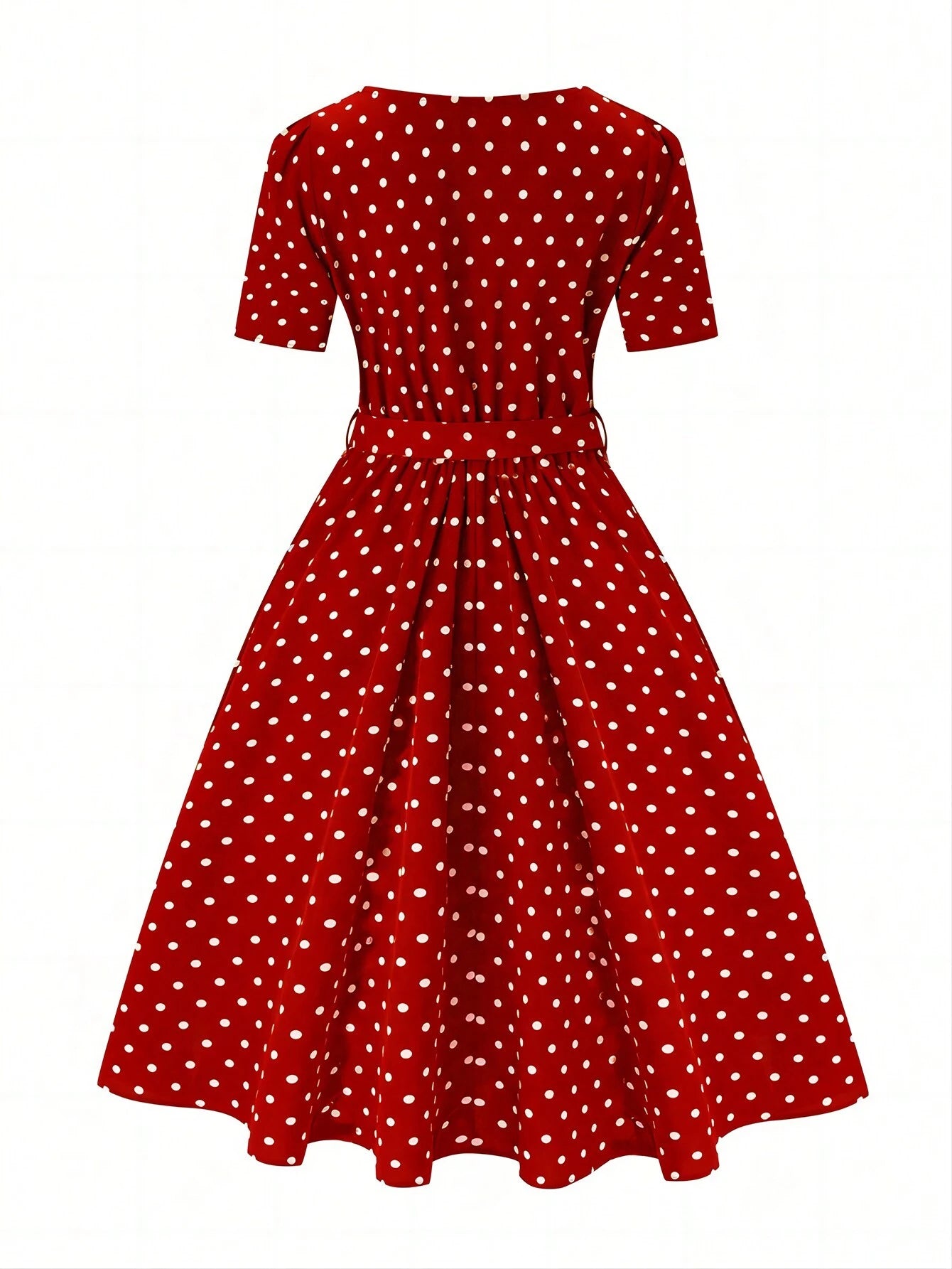 Clasi Polka Dot Printed Belted Casual Dress For Women Maxi Women Outfit