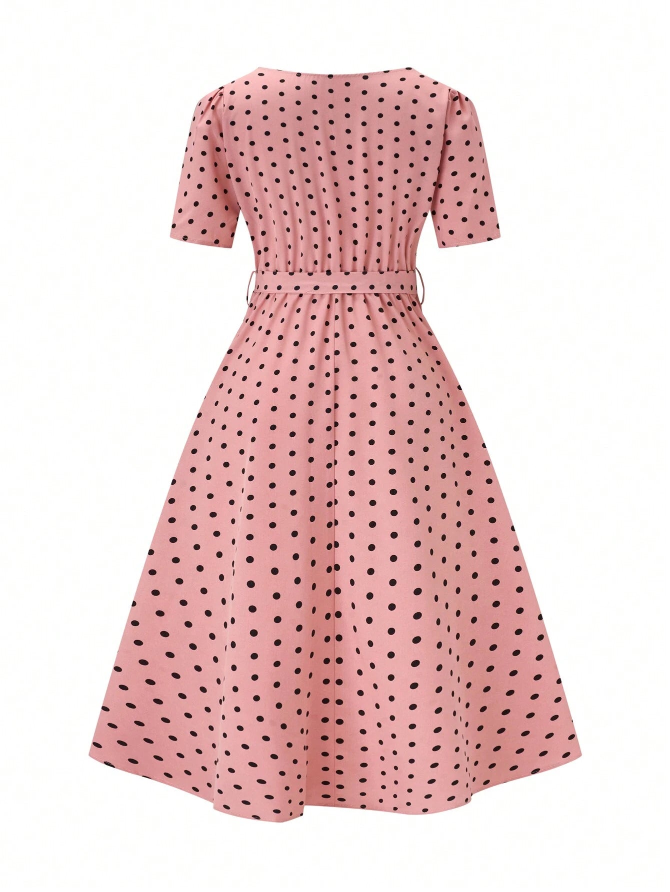 Clasi Polka Dot Printed Belted Casual Dress For Women Maxi Women Outfit