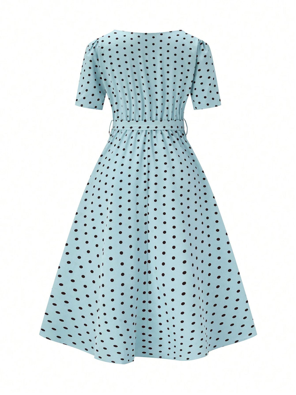 Clasi Polka Dot Printed Belted Casual Dress For Women Maxi Women Outfit
