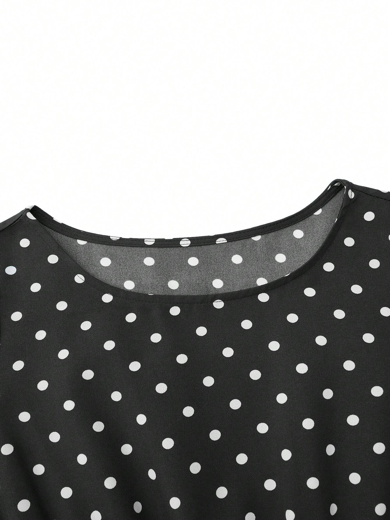 Clasi Polka Dot Printed Belted Casual Dress For Women Maxi Women Outfit