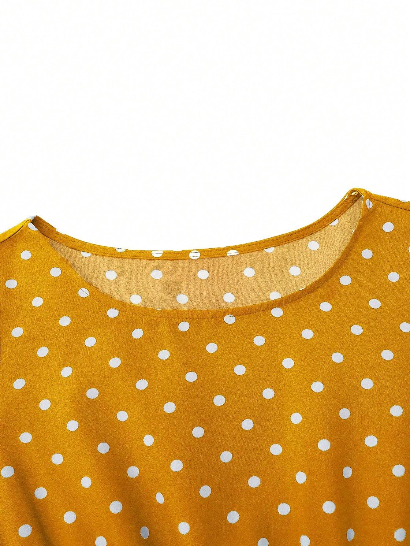 Clasi Polka Dot Printed Belted Casual Dress For Women Maxi Women Outfit