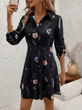 ✨  Clasi Women’s Floral Print A-Line Shirt Dress – Elegant French Style