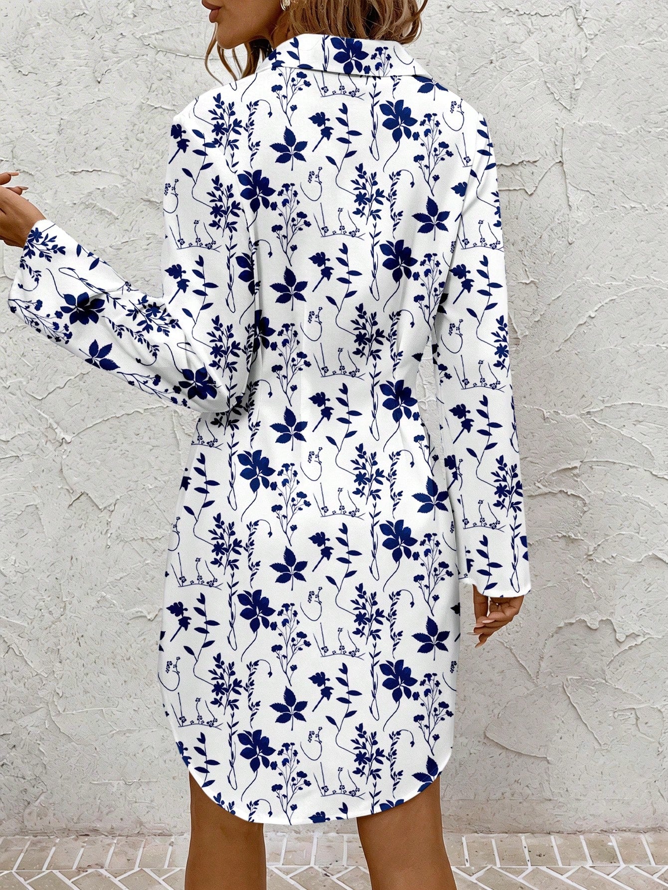 ✨  Clasi Women’s Floral Print A-Line Shirt Dress – Elegant French Style