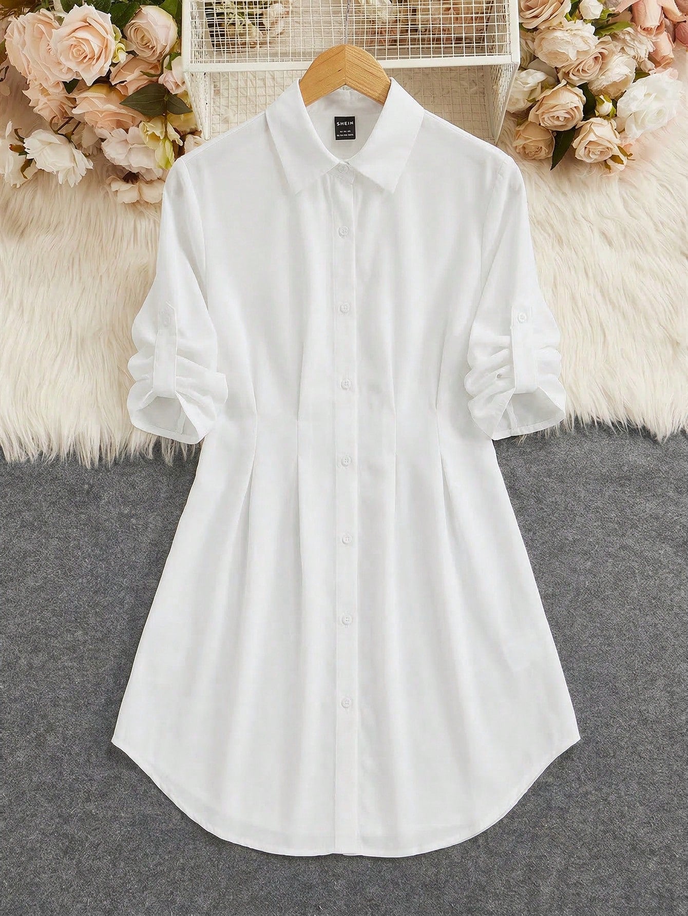 ✨  Clasi Women’s Floral Print A-Line Shirt Dress – Elegant French Style