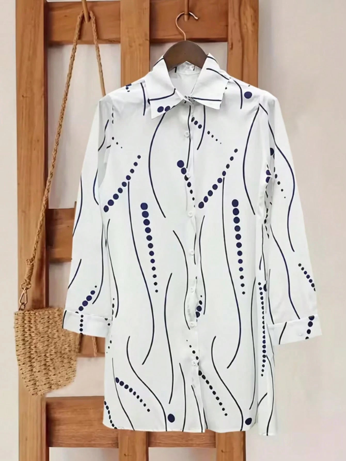 Women's Elegant Collared Shirt Dress, Suitable For Office To Party Occasions, All Season Wear White Vacation Spring