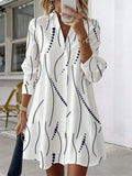 Women's Elegant Collared Shirt Dress, Suitable For Office To Party Occasions, All Season Wear White Vacation Spring