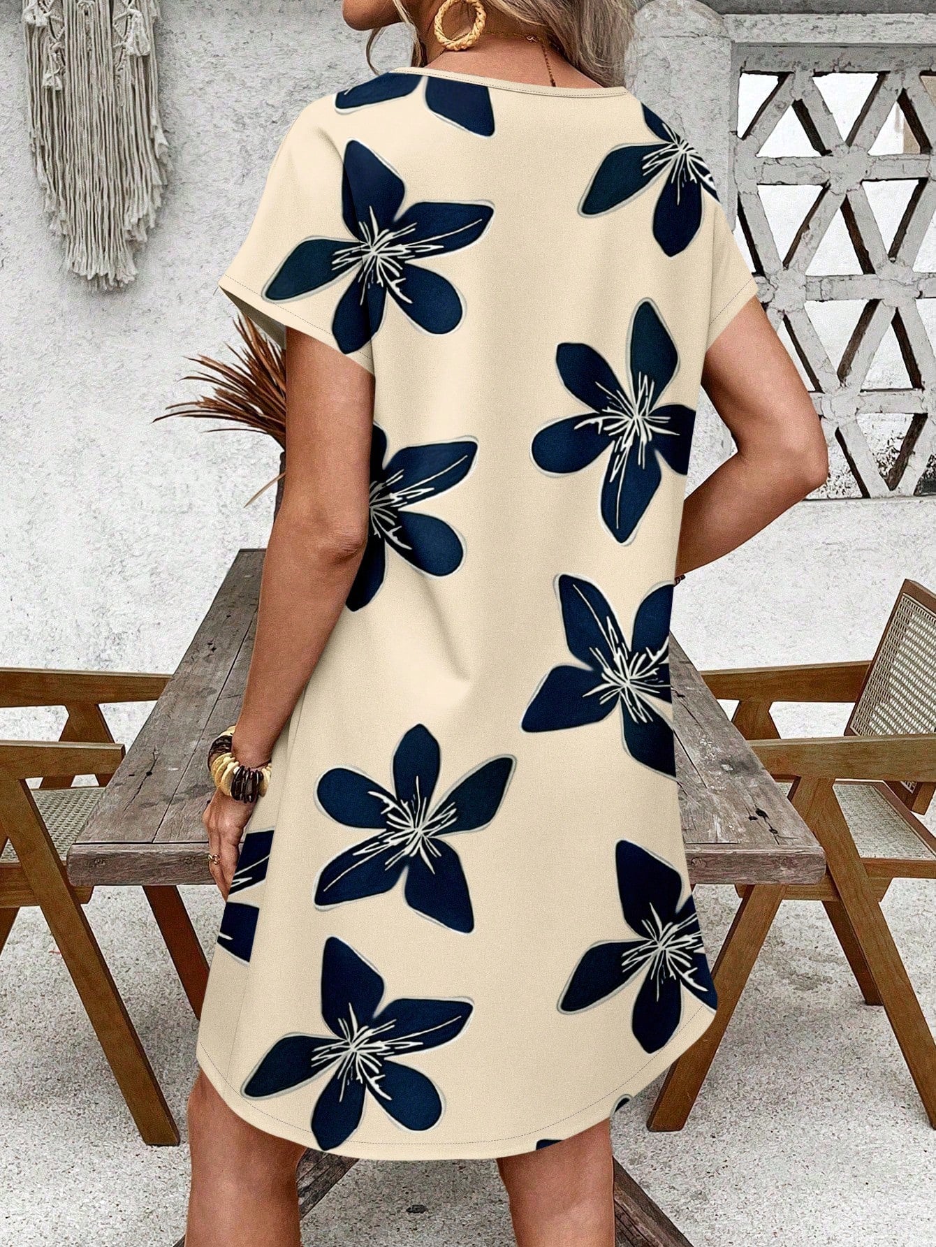 EMERY ROSE Casual Minimalist Floral Print Vacation Mini Dress For Women,Casual Chic Dress For Woman French Style Dress Short Sleeve Summer Dress Elegant Dress