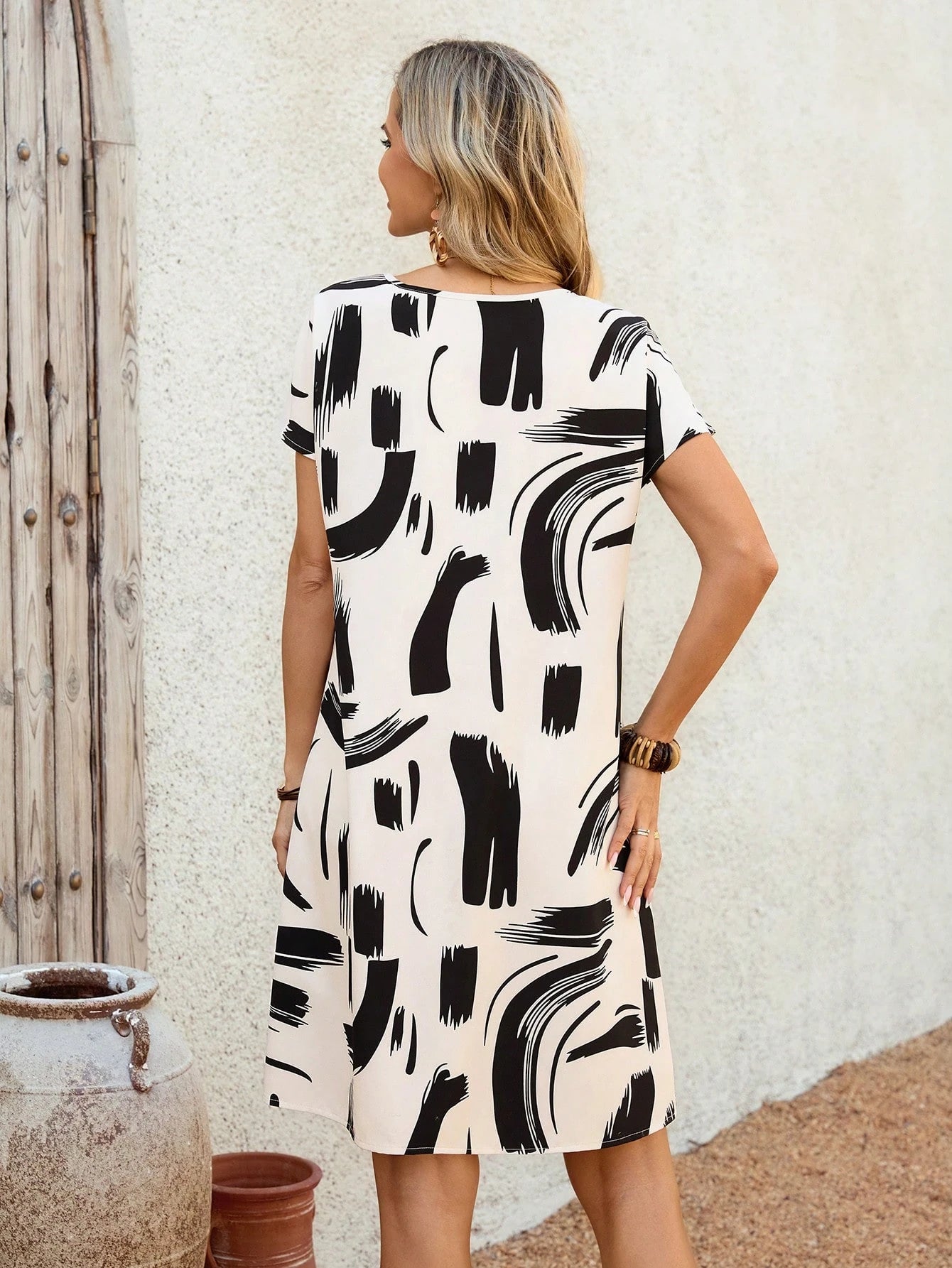 EMERY ROSE Casual Minimalist Floral Print Vacation Mini Dress For Women,Casual Chic Dress For Woman French Style Dress Short Sleeve Summer Dress Elegant Dress