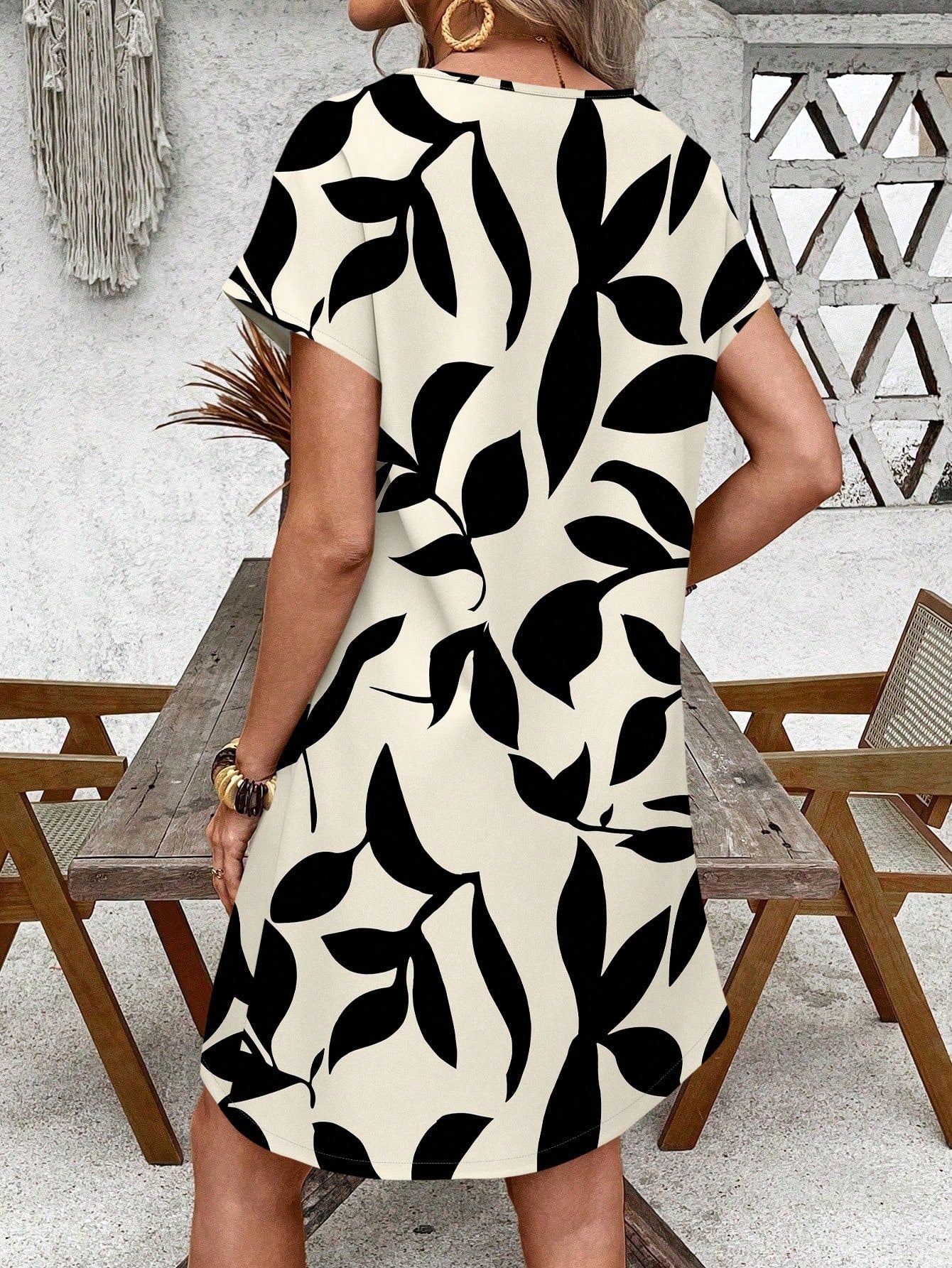 EMERY ROSE Casual Minimalist Floral Print Vacation Mini Dress For Women,Casual Chic Dress For Woman French Style Dress Short Sleeve Summer Dress Elegant Dress