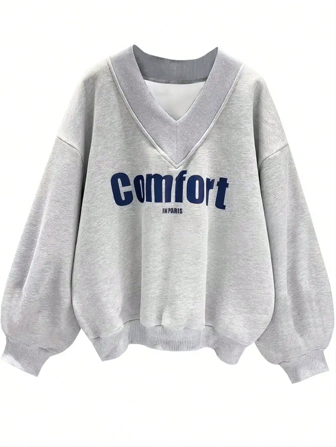 Women’s Letter Graphic Sweatshirt – Drop Shoulder Long Sleeve Casual Pullover Top