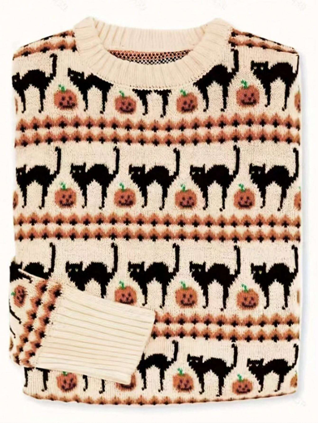 Women’s Vintage Knit Sweater – Elegant Crew Neck Long Sleeve Pullover Pullover Top