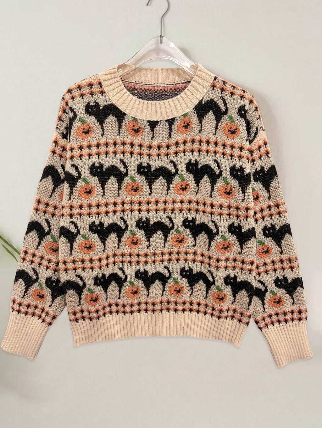 Women’s Vintage Knit Sweater – Elegant Crew Neck Long Sleeve Pullover Pullover Top