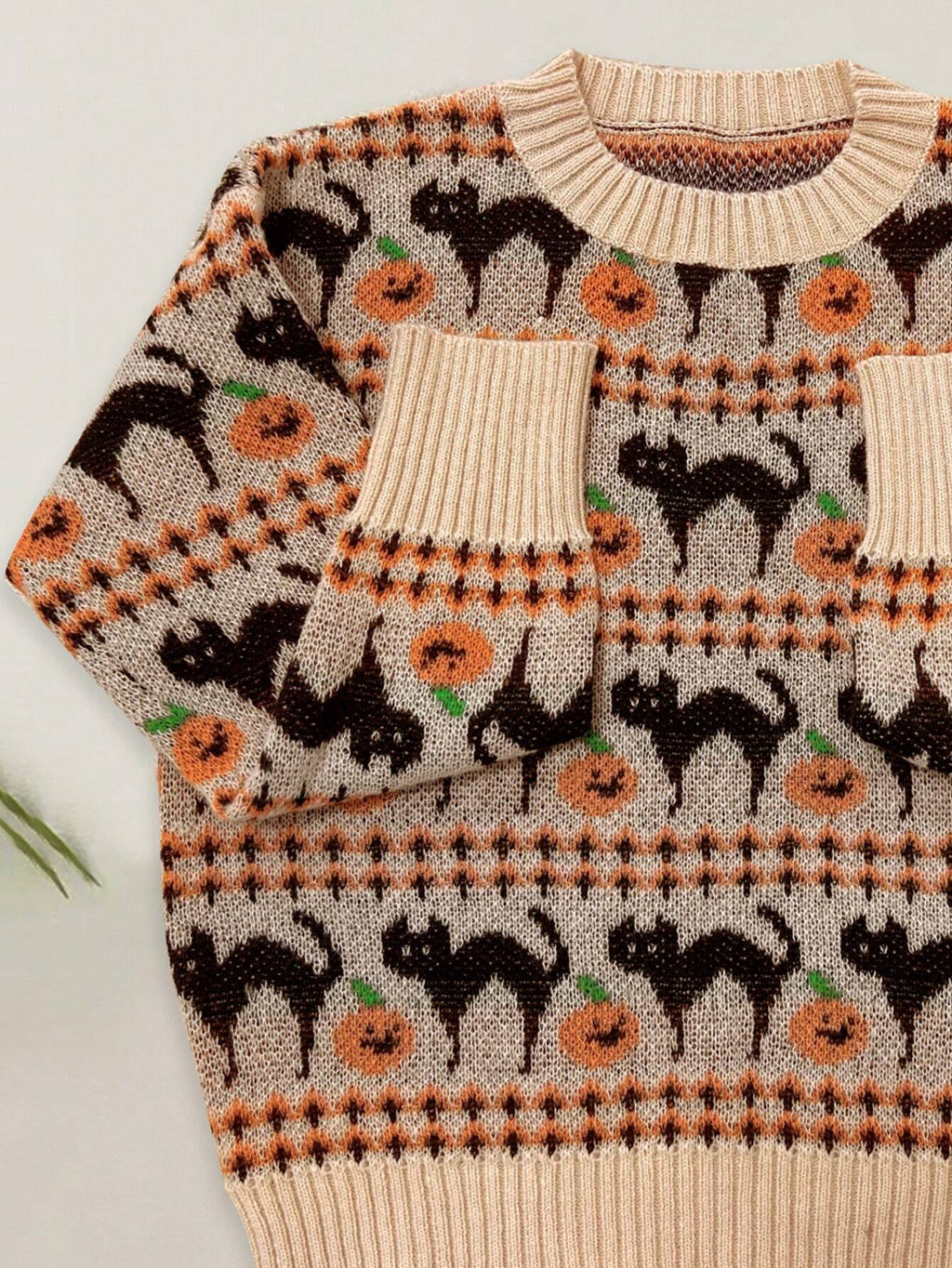 Women’s Vintage Knit Sweater – Elegant Crew Neck Long Sleeve Pullover Pullover Top