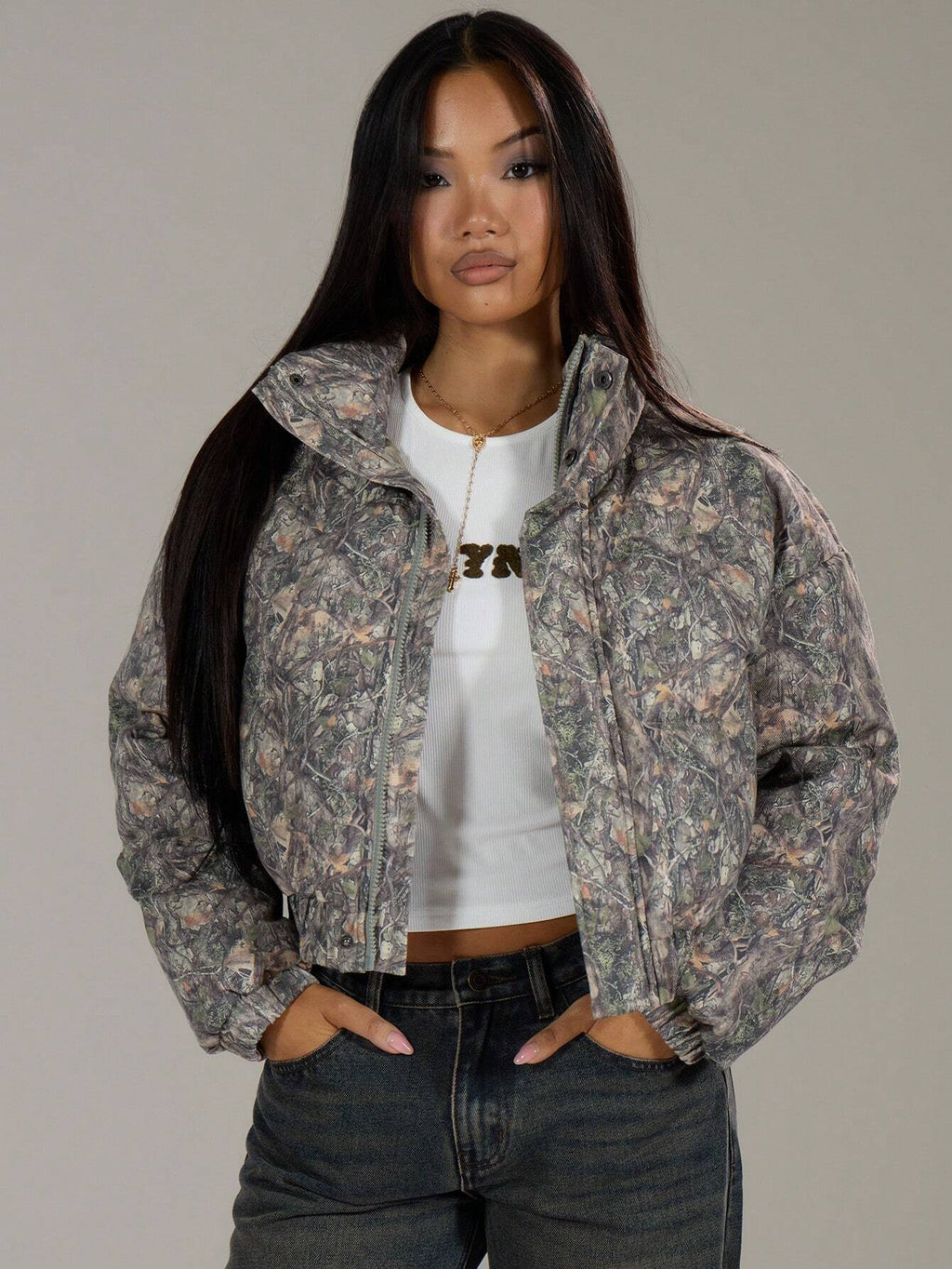 Oversized Allover Print Padded Coat – Festival Streetwear Fall/Winter Jacket for Women